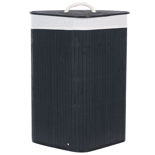 Beliani Laundry Basket MATARA Bamboo Black 57 L 2