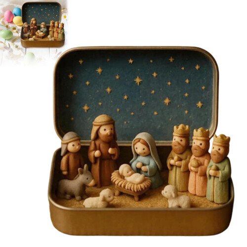 Yocbz Taschenkrippen-Set – Handgefertigte Mini-Krippe 1