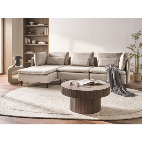 Beliani Modular Corner Sofa 3 Seater EGERIS Fabric Beige Right Hand 1