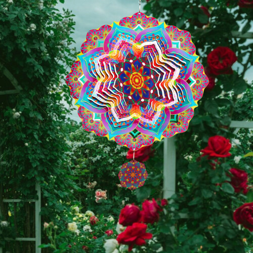 Stainless Steel3D Mandala Wind Spinner, 294mm 1