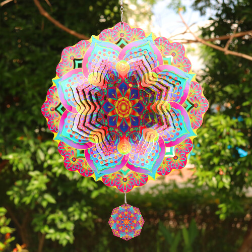 Stainless Steel3D Mandala Wind Spinner, 294mm 2