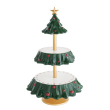 Weihnachtsbaum-Kuchenständer – Zweistöckig, Kunstharz & Eisen