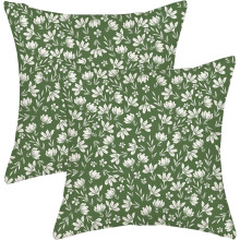 Vintage saliegroene kussenhoezen met bloemenprint, 20x20 inch, set van 2