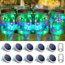 Soilse Gréine 20 LED le Clúdach Jar Mason le Crochadán, Pacáiste 10
