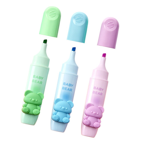 3-teilige Pastell-Textmarker für Studenten,-Blasenwind