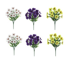 Elegante künstliche Stiefmütterchen mit 6 Stielen-Weiß-gelb-lila