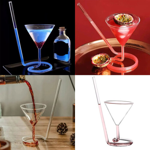 Glaskaffeebecher mit Deckel und Strohhalm, 1 Stück 1