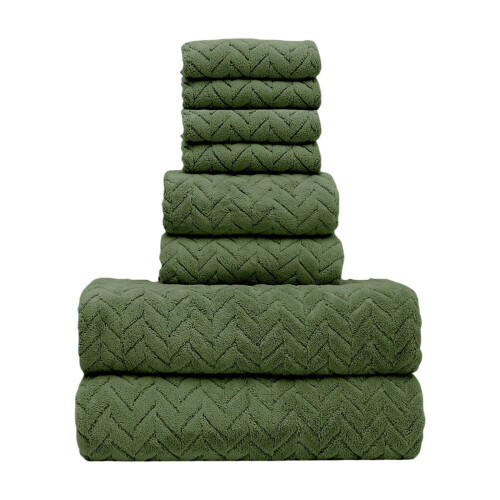 Ensemble de serviettes de bain ultra douces et absorbantes, 8 pièces, vert armée