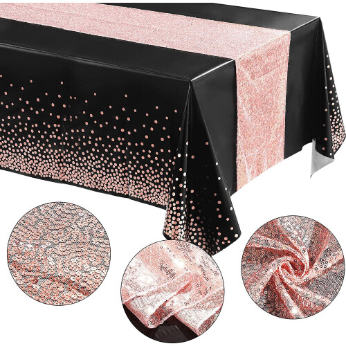 Ensemble nappe à pois et chemin de table à paillettes (2 pièces) 1