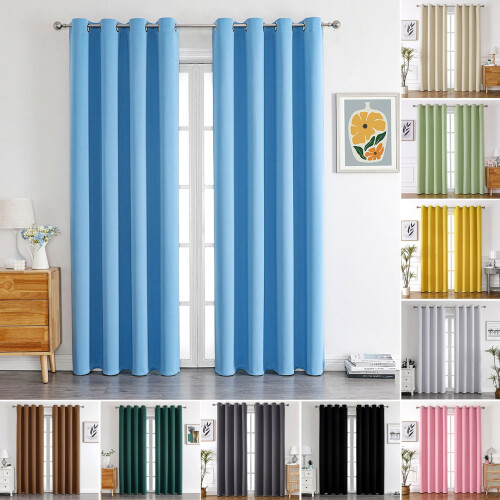 Blackout Thermal Insulated Curtains with Silver Rings 2-Pack 1