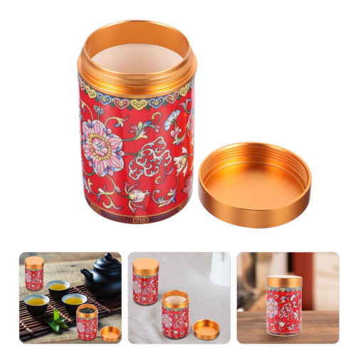 80ml Red Ceramic Tea Canister with Airtight Lid 2