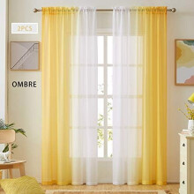 Faux Linen Ombre Sheer Curtains 54x84 in Set of 2