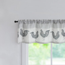 Rooster Stripe Linen Blend Kitchen Curtains 27 x 24 in, 2