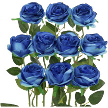 Rosas de seda pretas com hastes (10 unidades)