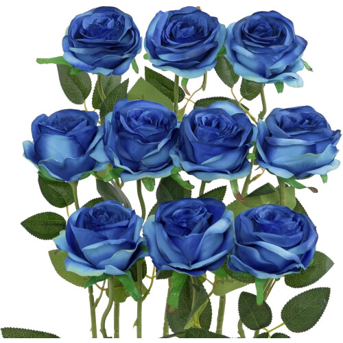 Rosas de seda pretas com hastes (10 unidades)