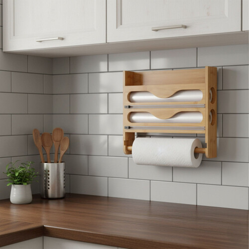 Wall-Mounted Kitchen Roll Holder with Foil Cutter 2