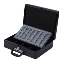 Caja de dinero con cerradura y compartimento extraíble, de hierro, con 8 ranuras para monedas