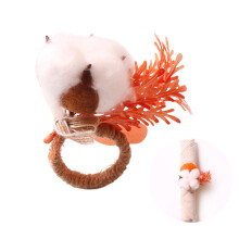 Artificial Flower Napkin Ring Orange Cotton Hemp