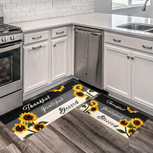 Sunflower Kitchen Rugs Set of 2 Yellow Farmhouse Mats