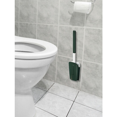 Escova de vaso sanitário com cabeça em formato de C e cabo curvo de 43 cm 1