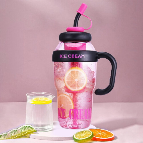 Water Bottle Half Gallon Leak-Proof with Straw and Handle 2