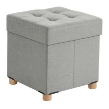 Cubo de almacenamiento tapizado con asiento acolchado y patas de madera