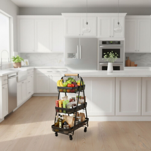 3-Tier Rolling Storage Trolley with Wheels 1