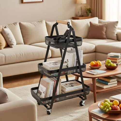 3-Tier Rolling Storage Trolley with Wheels 2
