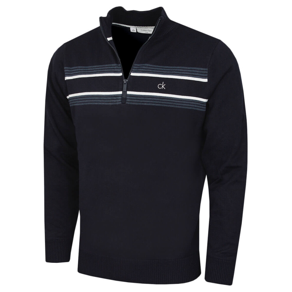 Calvin Klein (L, Navy) Mens 2026 Stevens Windproof Lined 1/2 Zip Golf Sweater