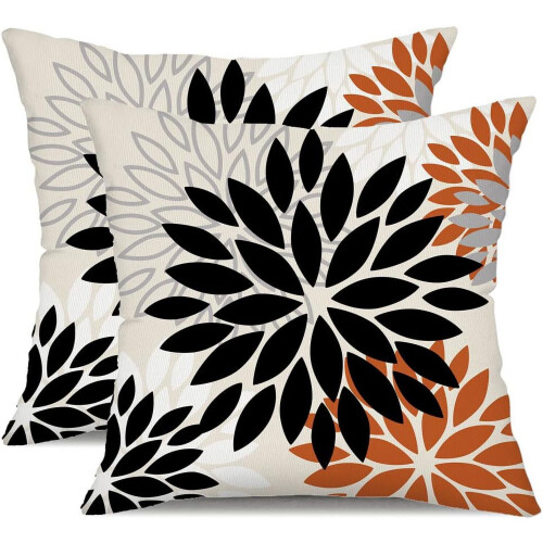 Blomsterpudebetræk Blå Gul Polyester 18x18 Tommer Sæt