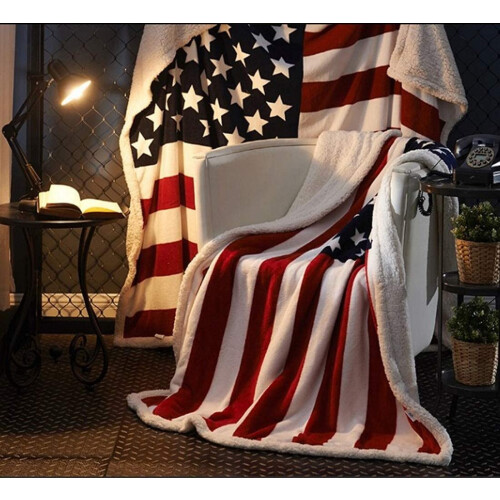 US Flag Sherpa Throw Blanket 50 x 60 in 2