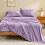 Fleece Bed Sheet Set Queen Size Lavender 4-Piece 2