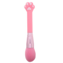 Soft Pink Cat Paw Makeup Brush Long Handle Loose Powder Brush