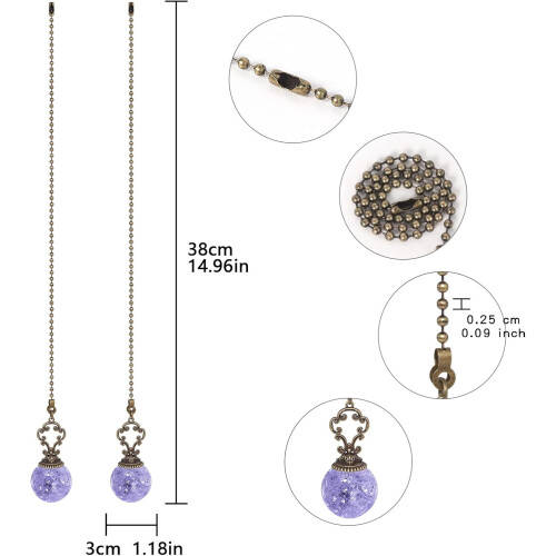 Crystal Ceiling Fan Pull Chain Extender 38 cm (2 pcs) 1