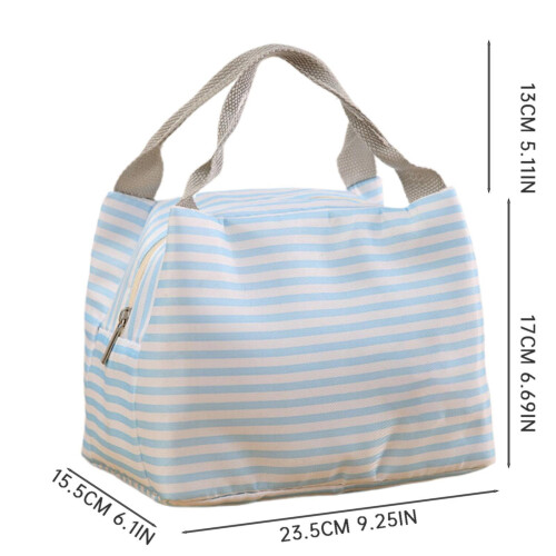 Isolierte Lunchtasche, blau gestreiftes Canvas, 1 Stück 2