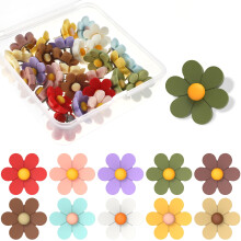 Chinchetas de resina con forma de flor, paquete de 30 unidades, 10 colores.