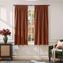 Velvet Blackout Curtains 52 x 120 in Burnt Orange