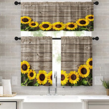 Sunflower Kitchen Curtain Set – Polyester Valance &