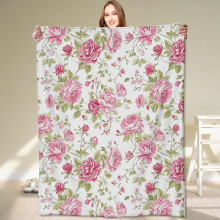 Coperta decorativa con motivo floreale di rose rosa, 60x80 pollici.