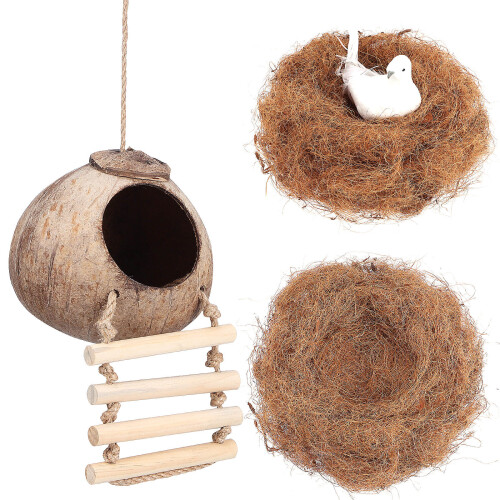 1Set Large Coconut Hide Bird Nest Soft Comfortable Parakeet House