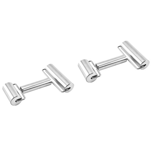 2Pcs Kitchen Rolling Sticks Stainless Steel Non-Stick Dough Roller Pin 2