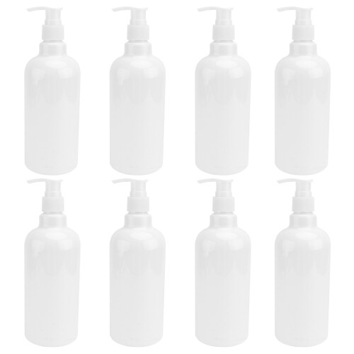 16Pcs White Plastic Pump Bottles for Refillable Shampoo and Lotion