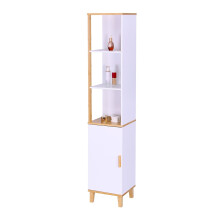 Tall Bathroom Cabinet, Door & 3 Shelves, Bamboo Accents