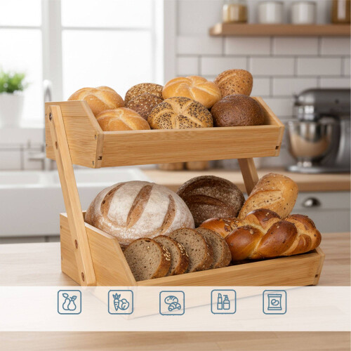 Bamboo 2-Tier Fruit Stand - Open Kitchen Storage 2