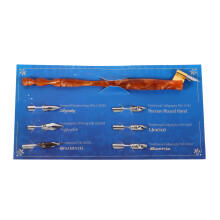 1Set Vintage Brown Dip Pen Set Wooden Calligraphy Kit for Gift Writing