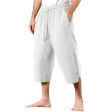Men's Linen Pants Loose Casual Pants Lightweight-White XL