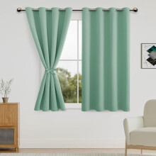 Blackout Curtains with Tiebacks, Sage Green, 42x63 in, Set