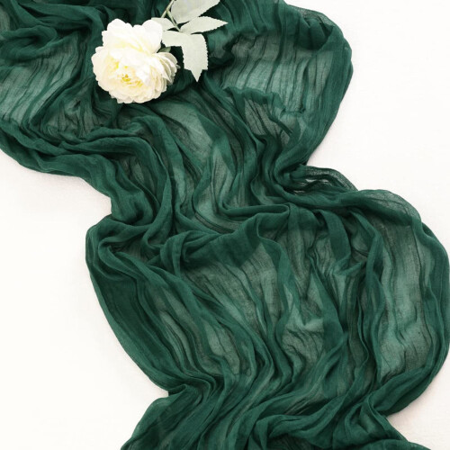 Cheesecloth Table Runner Boho Rustic Green 35" x 120" 2