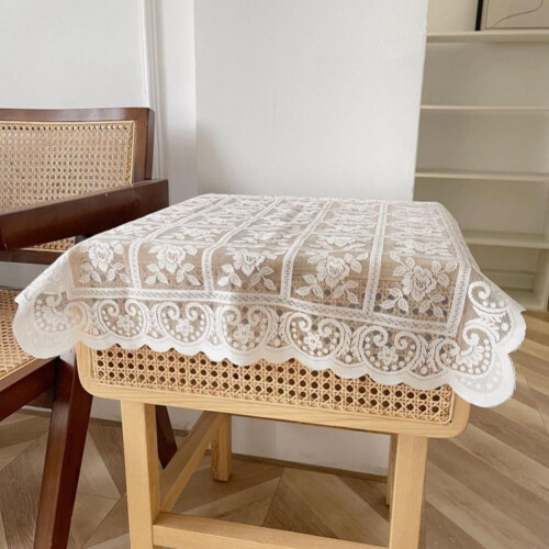 Toalha de mesa retangular com bordado vazado em renda (1 unidade) 2