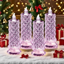 Candele LED Crystal Rose Shadow, confezione da 4, colore viola